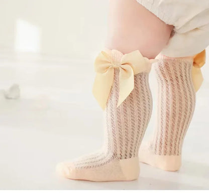 Red Bow Tie Knee High Tube Socks Girls' Christmas Stockings Infants Toddlers Soft Cotton Children Non Slip Floor Socks Baby Gift