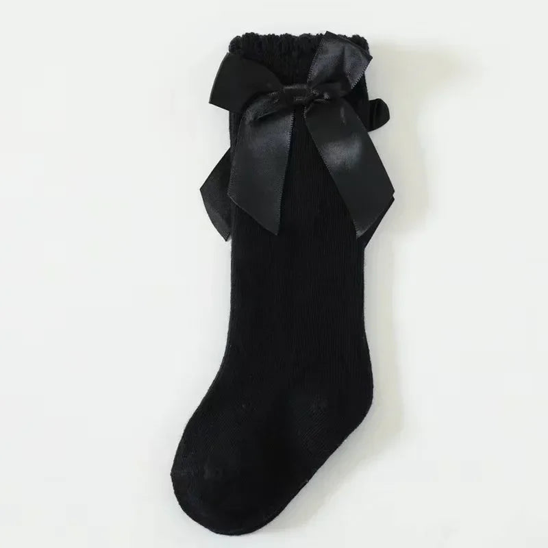Red Bow Tie Knee High Tube Socks Girls' Christmas Stockings Infants Toddlers Soft Cotton Children Non Slip Floor Socks Baby Gift