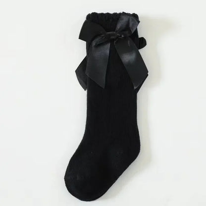 Red Bow Tie Knee High Tube Socks Girls' Christmas Stockings Infants Toddlers Soft Cotton Children Non Slip Floor Socks Baby Gift