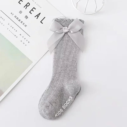 Red Bow Tie Knee High Tube Socks Girls' Christmas Stockings Infants Toddlers Soft Cotton Children Non Slip Floor Socks Baby Gift