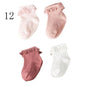 4Pair/lot new baby children's non-slip autumn winter cotton socks solid color baby foot socks
