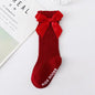 Red Bow Tie Knee High Tube Socks Girls' Christmas Stockings Infants Toddlers Soft Cotton Children Non Slip Floor Socks Baby Gift
