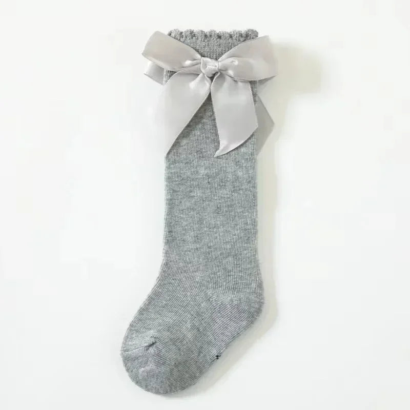 Red Bow Tie Knee High Tube Socks Girls' Christmas Stockings Infants Toddlers Soft Cotton Children Non Slip Floor Socks Baby Gift