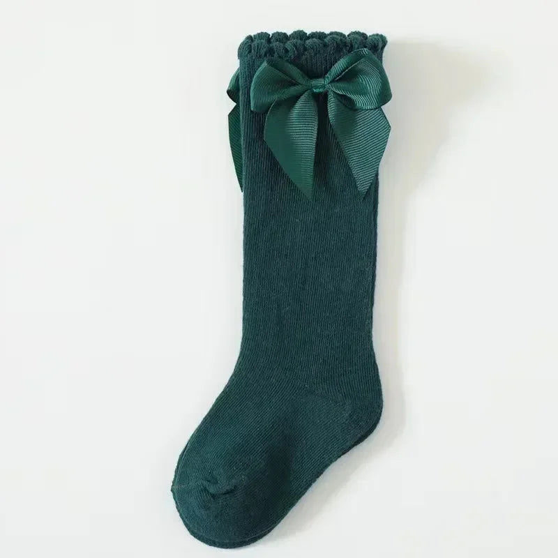 Red Bow Tie Knee High Tube Socks Girls' Christmas Stockings Infants Toddlers Soft Cotton Children Non Slip Floor Socks Baby Gift